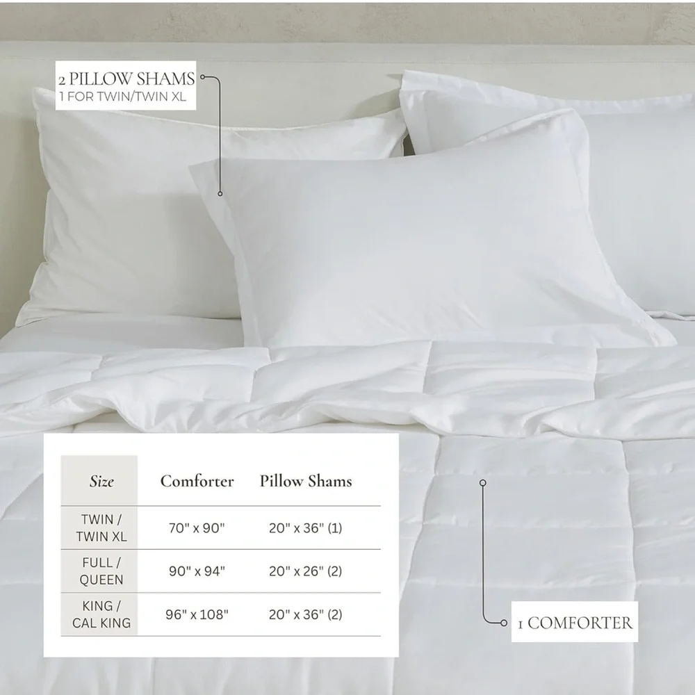 Twin Comforter White Down Alternative Dorm College Reversible 2 Piece Bedding OW